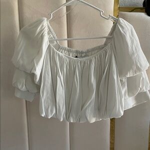 Elegant White Puff Sleeve Crop Top